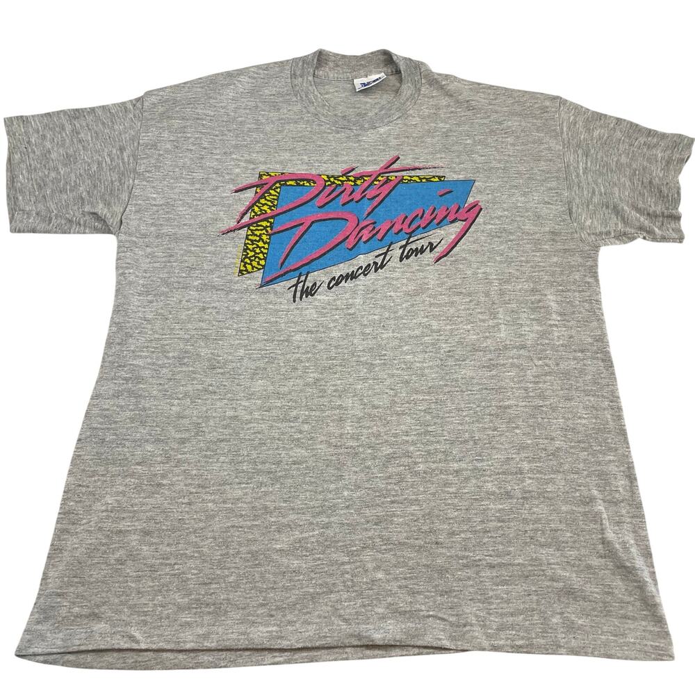 VTG 80s Dirty Dancing Concert Tour T-Shirt size L Heather Gray USA